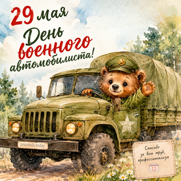 Открытка ко дню военного автомобилиста 29 мая