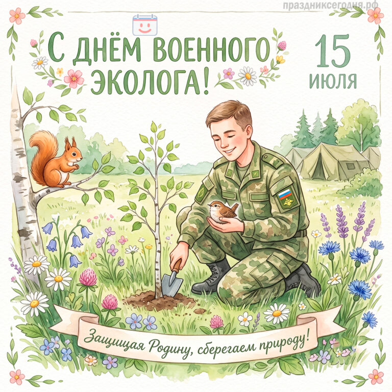Открытка ко дню военного эколога 15 июля