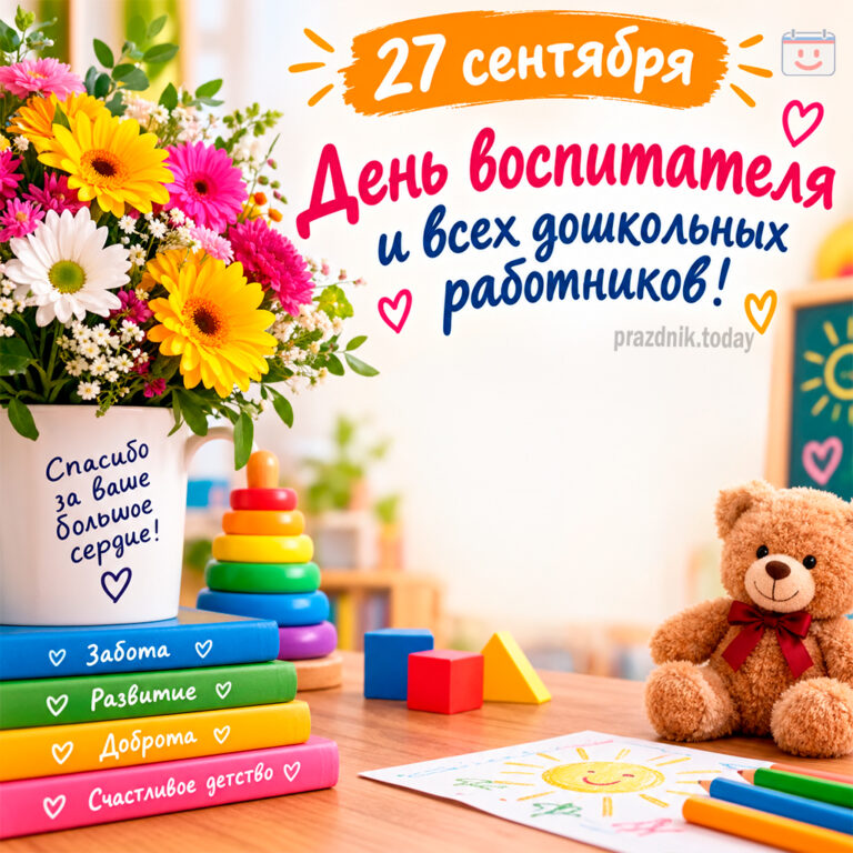 Открытка ко дню воспитателя и всех дошкольных работников 27 сентября