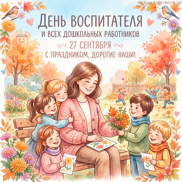 Открытка ко дню воспитателя и всех дошкольных работников 27 сентября