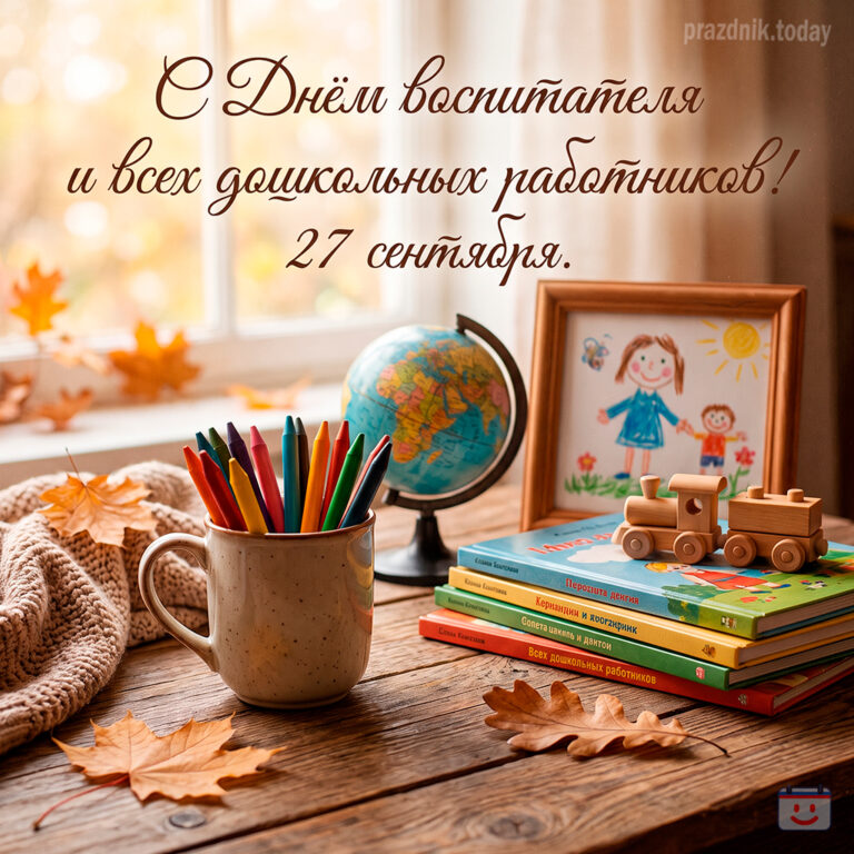 Открытка ко дню воспитателя и всех дошкольных работников 27 сентября