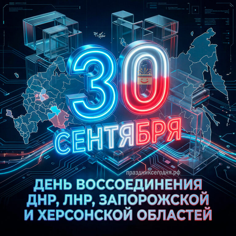 30 сентября день воссоединения ДНР, ЛНР, Запорожской и Херсонской областей праздник открытка