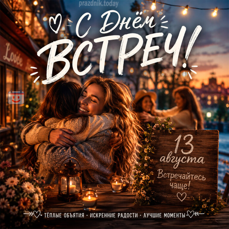Открытка ко дню встреч 13 августа