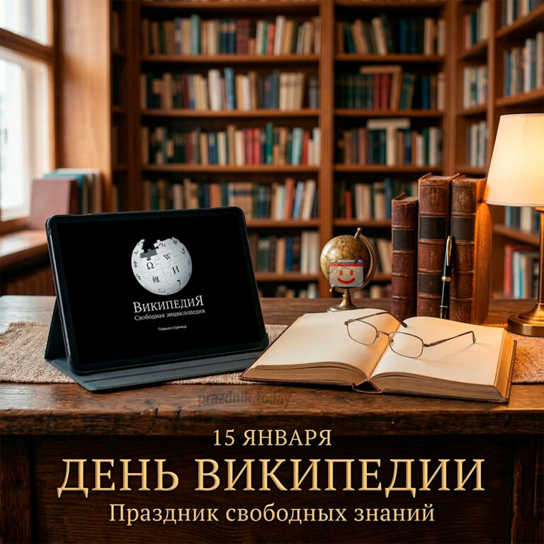 открытка с днём Википедии 15 января