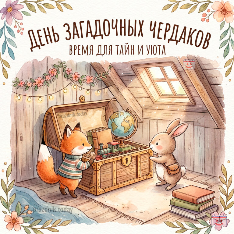 Открытка ко дню загадочных чердаков 29 апреля