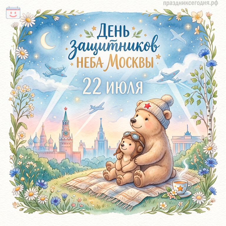 Открытка ко дню защитников неба Москвы 22 июля