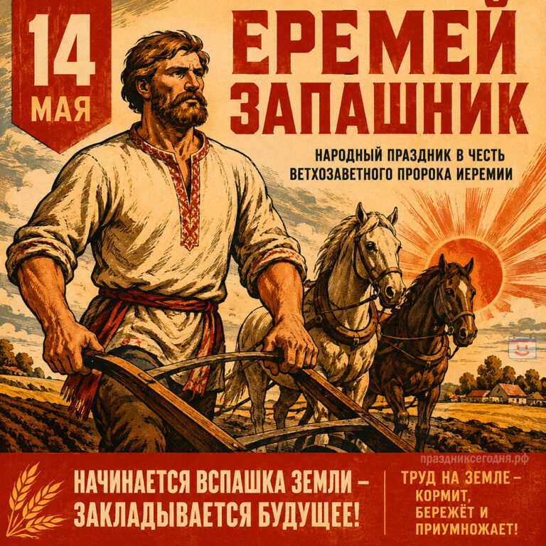 Открытка ко дню Еремея Запашника 14 мая