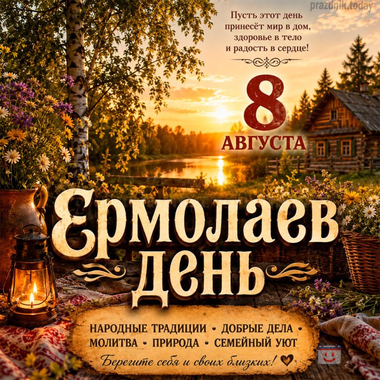 Открытка ко дню Ермолая 8 августа