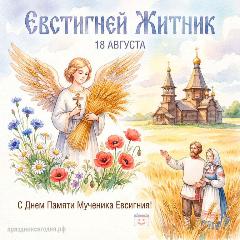 Открытка ко дню Евстигнея Житника 18 августа