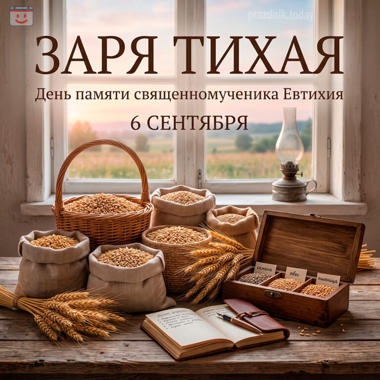 Открытка ко дню Евтихия Тихого (Заря Тихая) 6 сентября