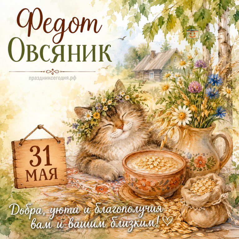 Открытка ко дню Федота Овсяника 31 мая