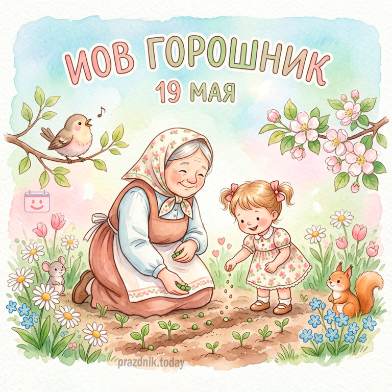 Открытка к празднику Иов Горошник 19 мая