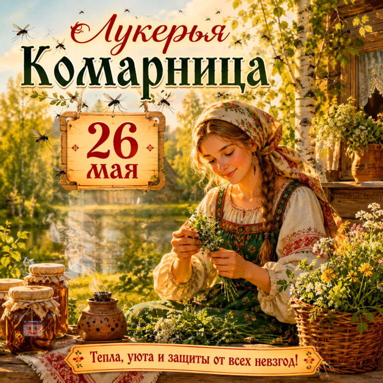 Открытка ко дню Лукерьи Комарницы 26 мая
