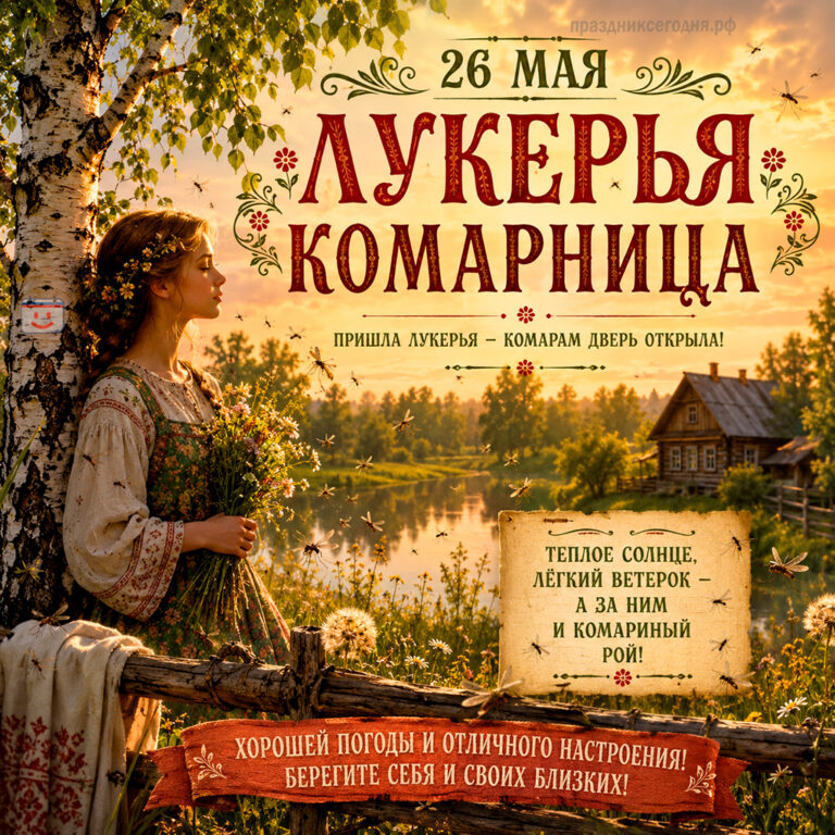 Открытка ко дню Лукерьи Комарницы 26 мая