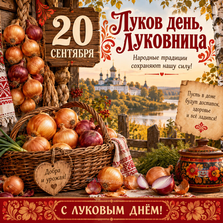 Открытка луков день 20 сентября