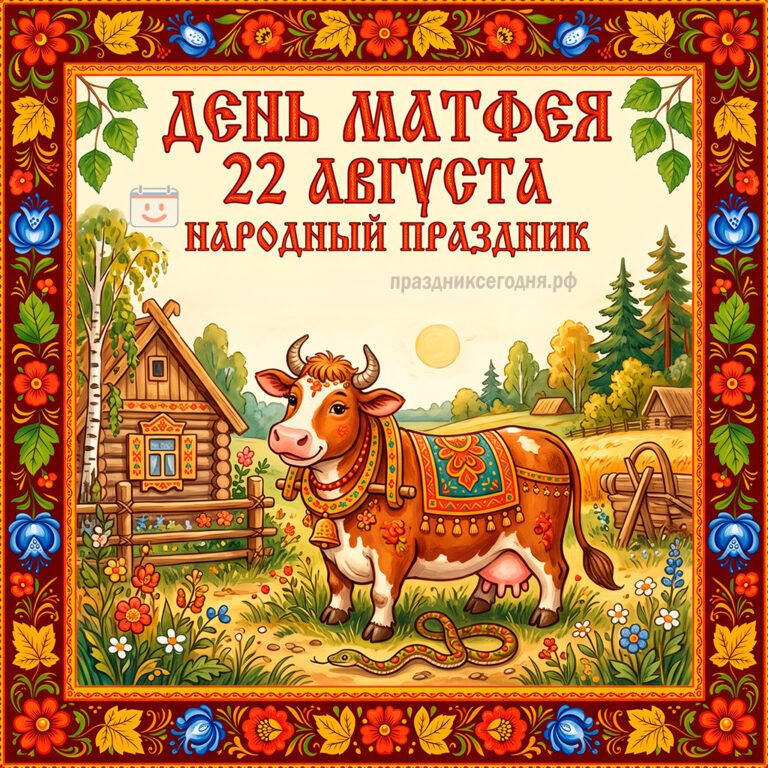 Открытка ко дню Матфея Змеесоса 22 августа