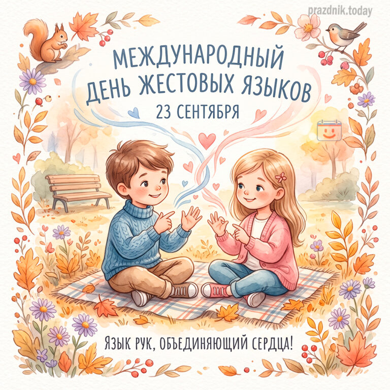 Открытка к Международному дню жестовых языков 23 сентября
