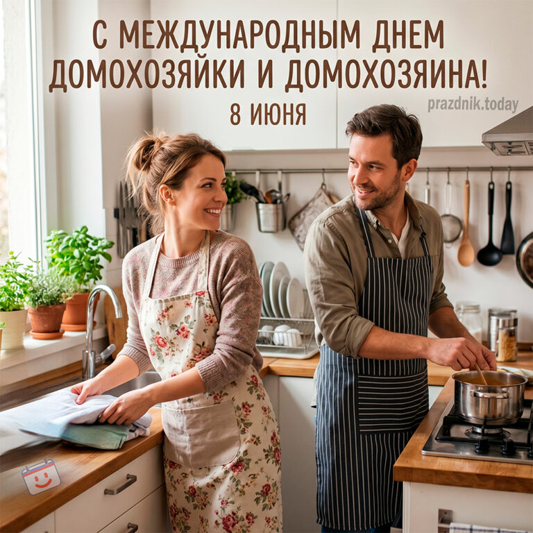 Открытка к Международному дню домохозяйки и домохозяина 8 июня