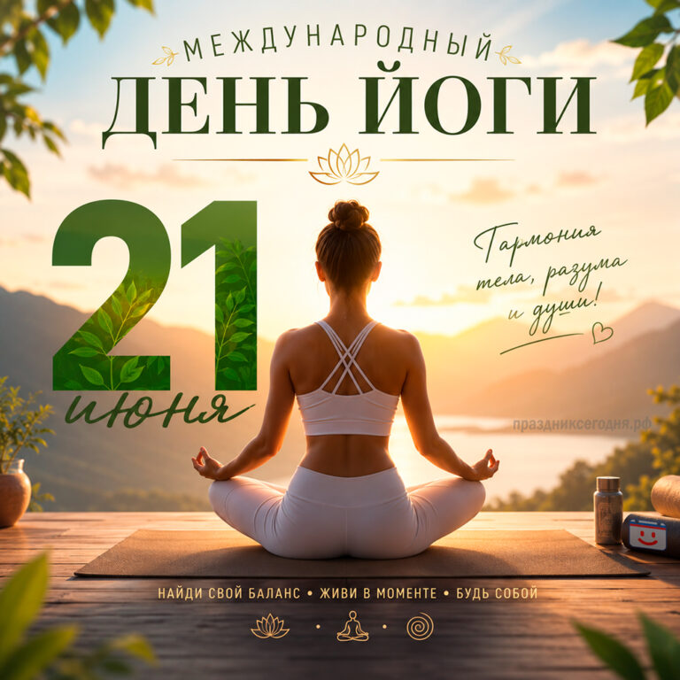 Открытка к Международному дню йоги 21 июня