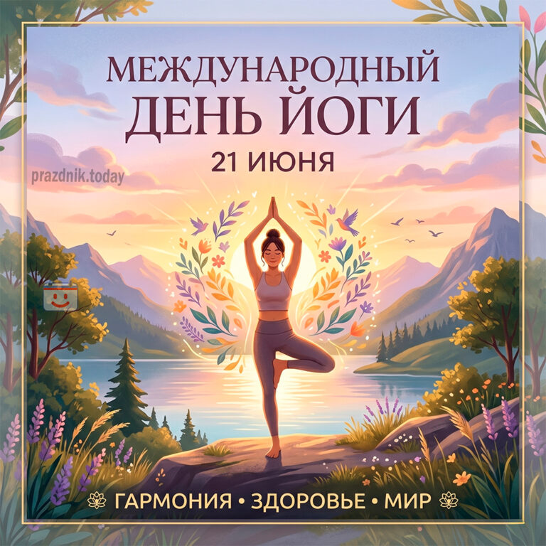 Открытка к Международному дню йоги 21 июня