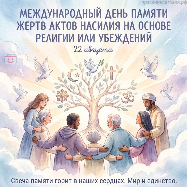 Открытка к Международному дню памяти жертв актов насилия на основе религии или убеждений 22 августа