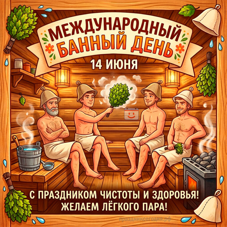Открытка к Международному банному дню 14 июня