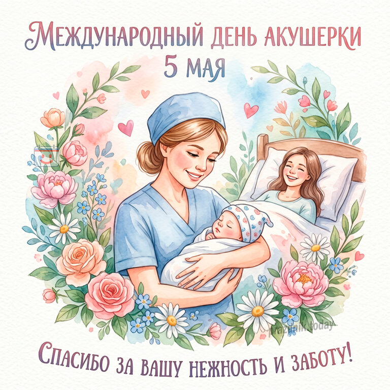 Открытка к Международному дню акушерки 5 мая
