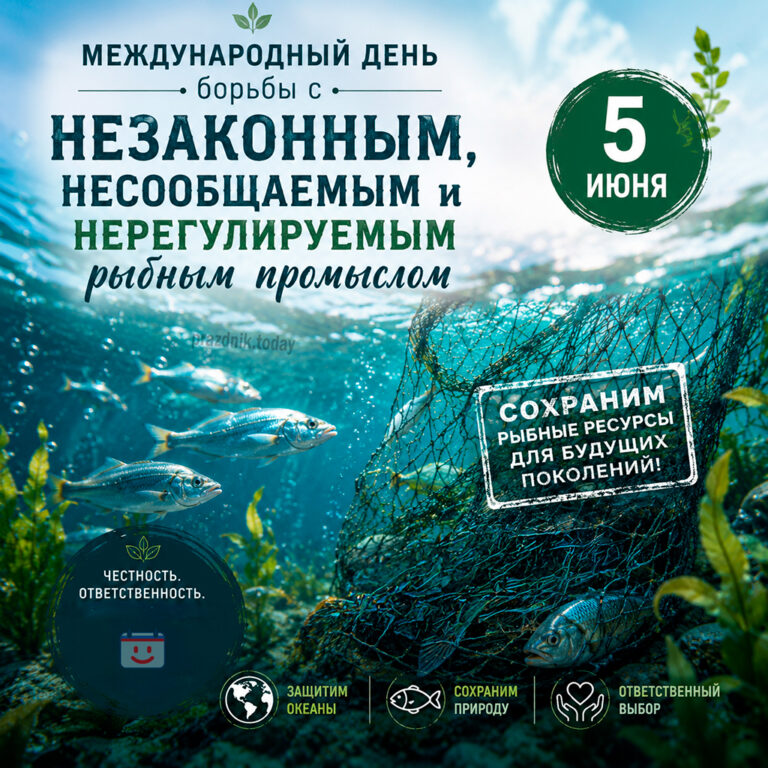 Открытка к Международному дню борьбы с незаконным, несообщаемым и нерегулируемым рыбным промыслом 5 июня