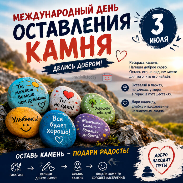Открытка ко Международному дню бросания камня 3 июля