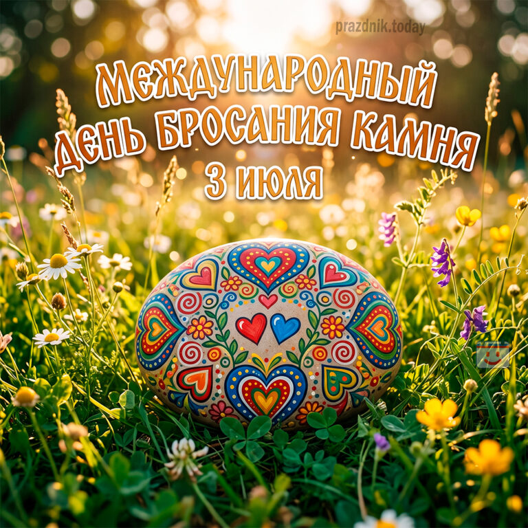 Открытка ко Международному дню бросания камня 3 июля