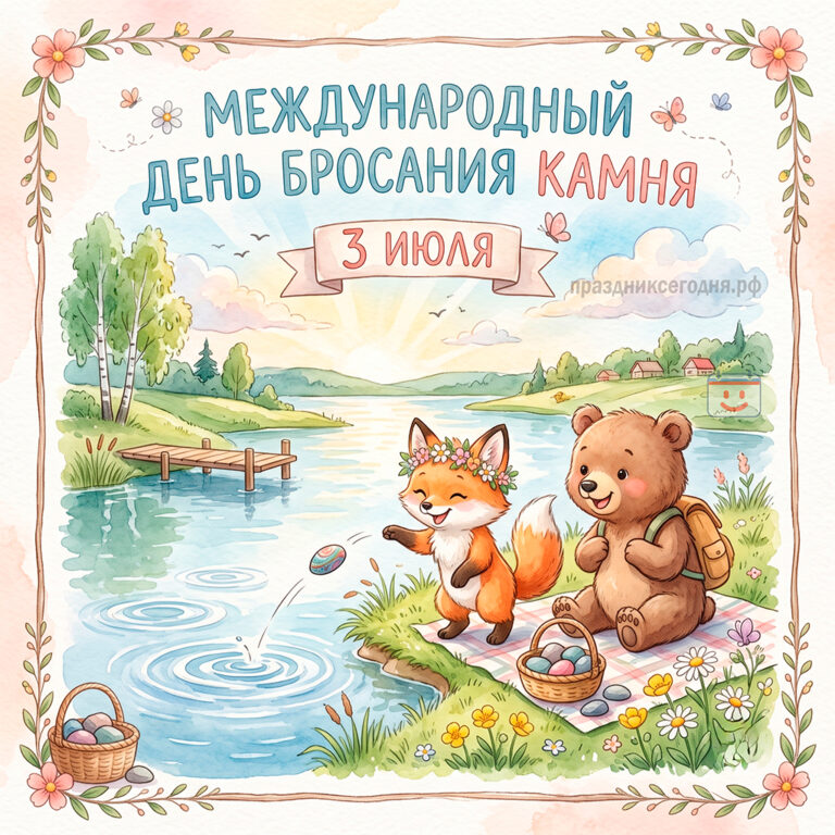 Открытка ко Международному дню бросания камня 3 июля