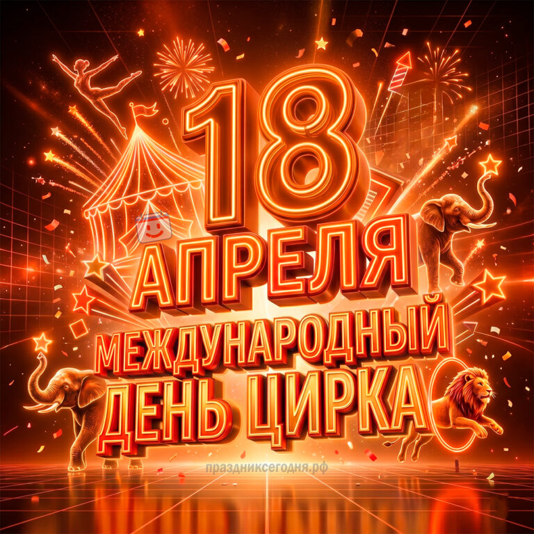 открытка с Международным днём цирка 18 апреля