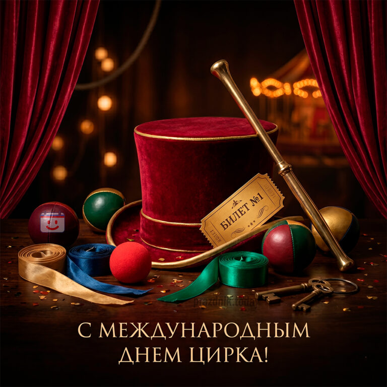 открытка с Международным днём цирка 18 апреля
