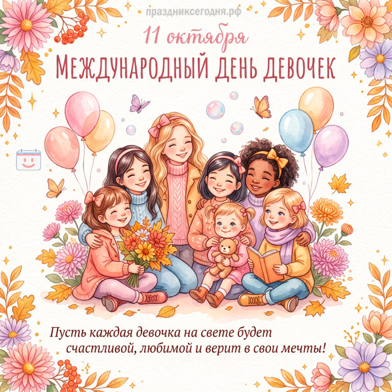 Открытка к Международному дню девочек 11 октября