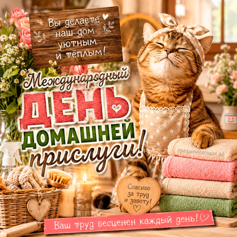Открытка к Международному дню домашней прислуги 16 июня
