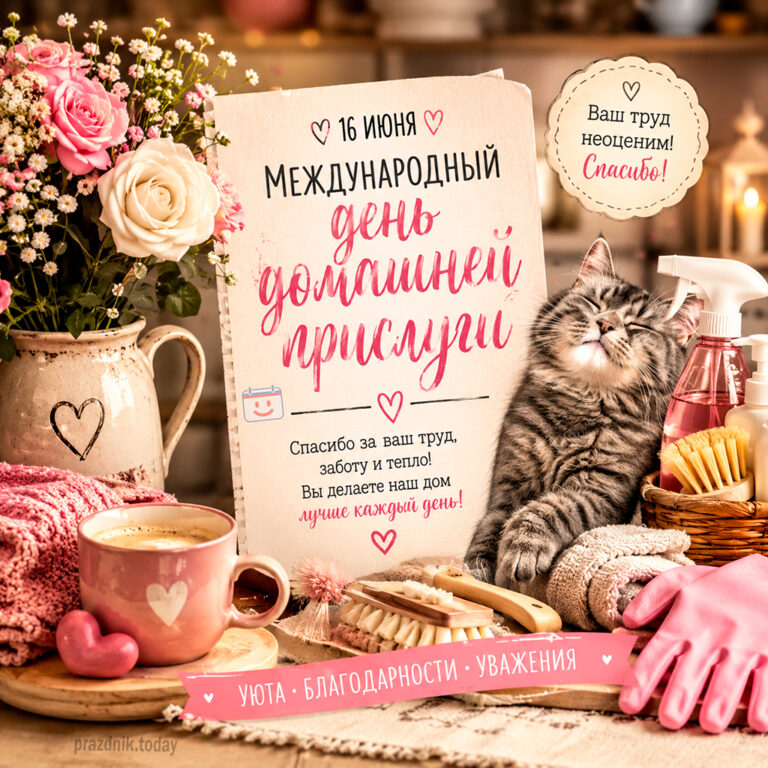 Открытка к Международному дню домашней прислуги 16 июня
