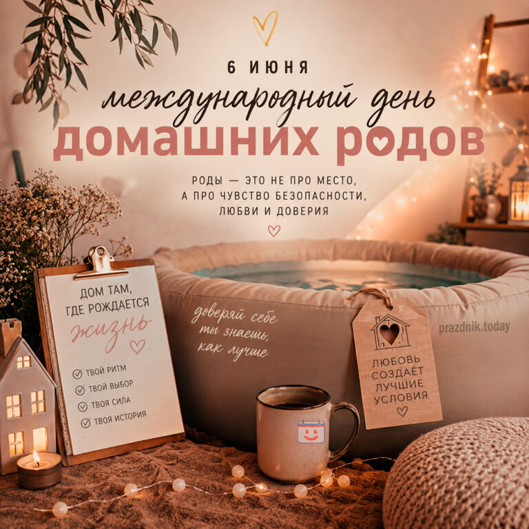 Открытка к Международному дню домашних родов 6 июня