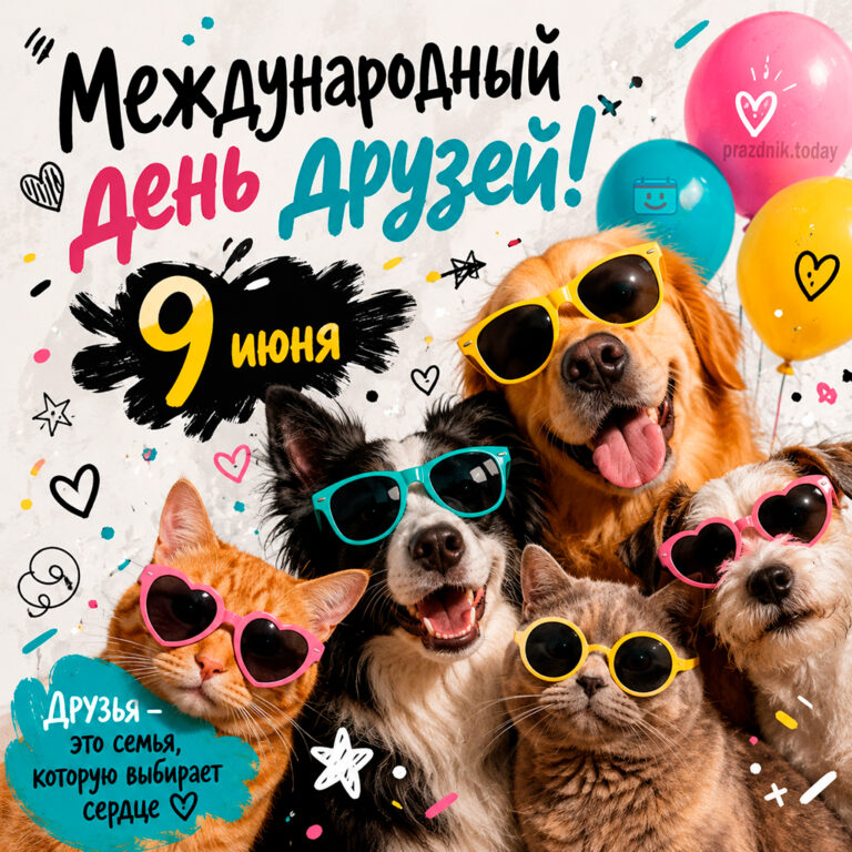Открытка к Международному дню друзей 9 июня