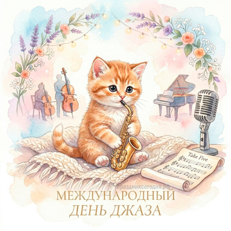 Открытка к Международному дню джаза 30 апреля