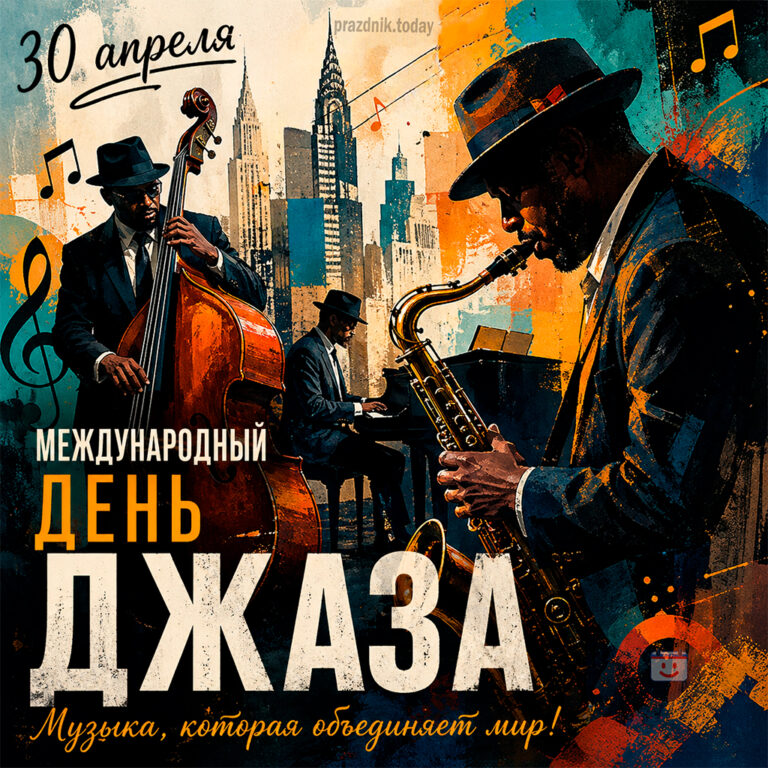 Открытка к Международному дню джаза 30 апреля