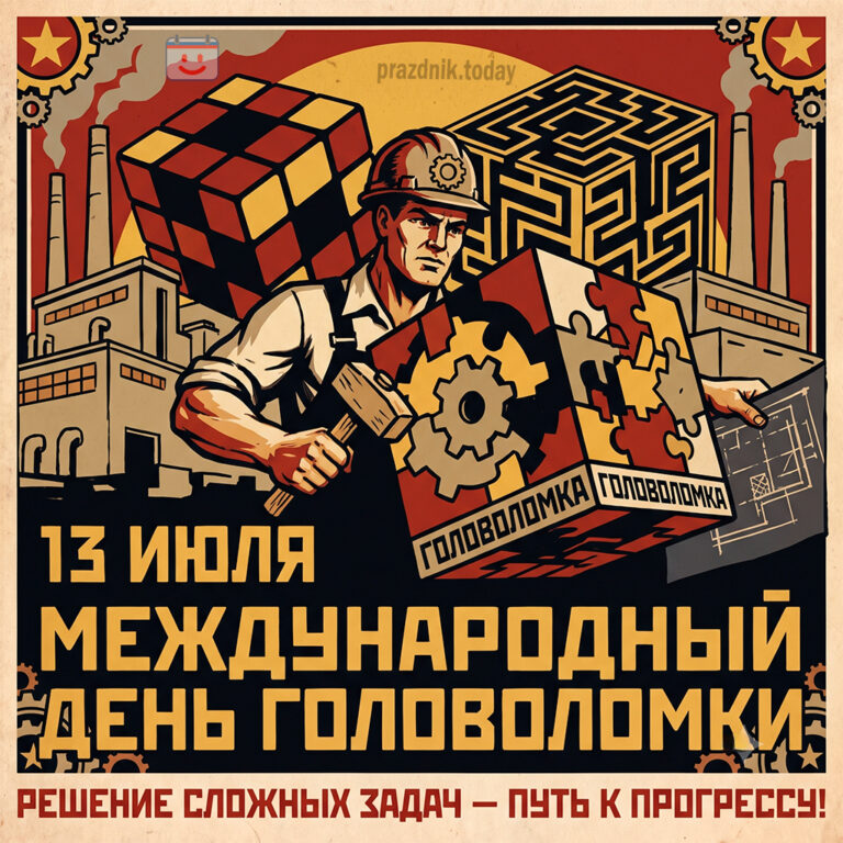 Открытка ко Международному дню головоломки 13 июля