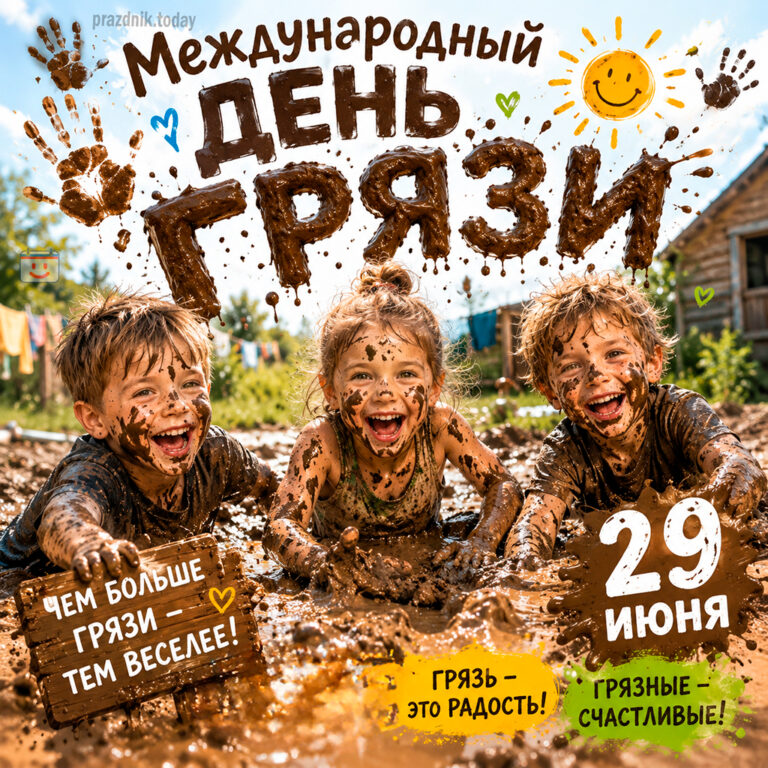 Открытка к Международному дню грязи 29 июня