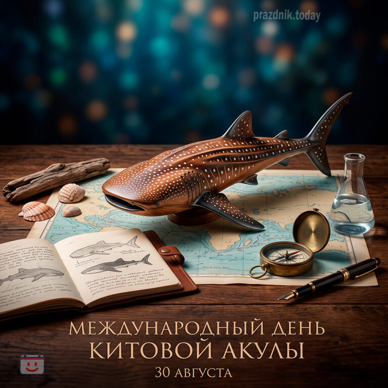 Открытка к Международному дню китовой акулы 30 августа