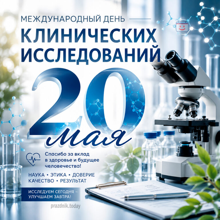 Открытка к Международному дню клинических исследований 20 мая