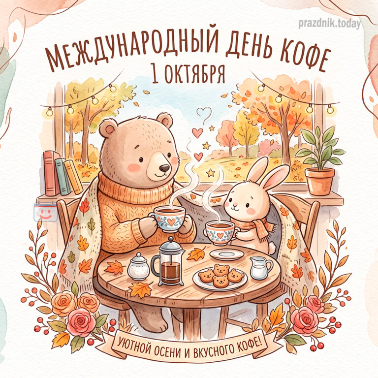 Открытка к Международному дню кофе 1 октября