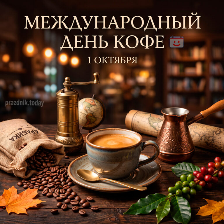 Открытка к Международному дню кофе 1 октября