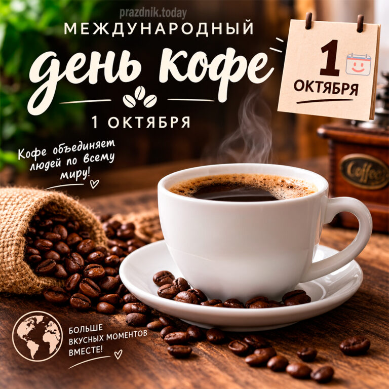 Открытка к Международному дню кофе 1 октября