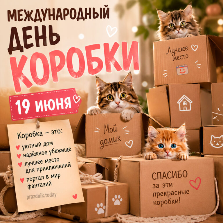 Открытка к Международному дню коробки 19 июня