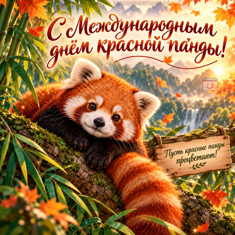 Открытка к Международному дню красной панды