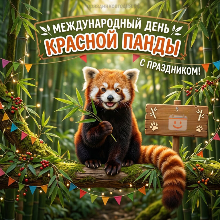 Открытка к Международному дню красной панды